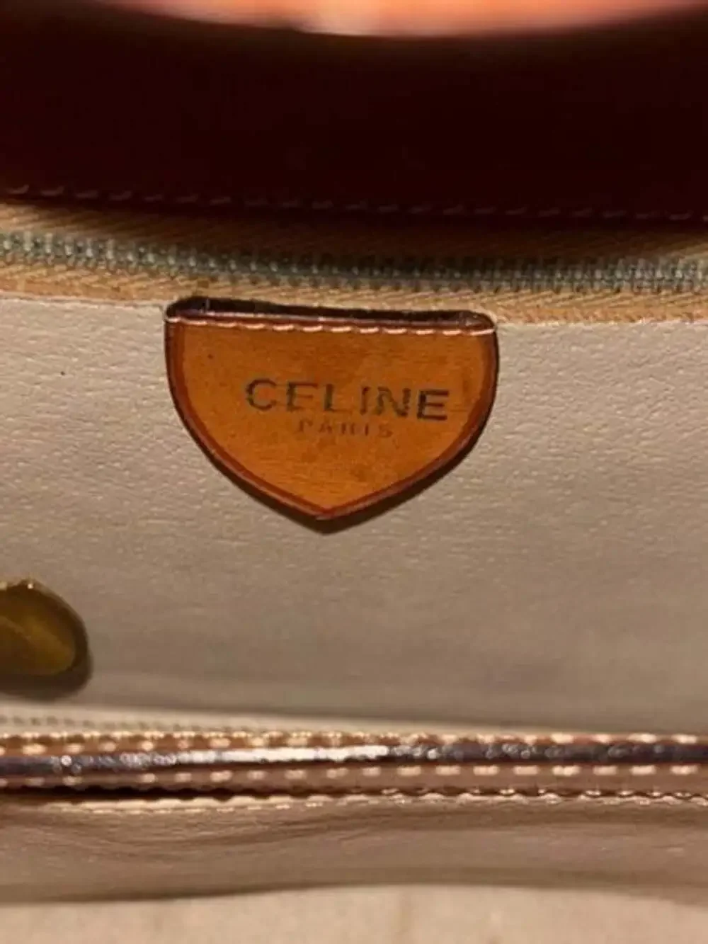 Celine Vintage Macadam Canvas And Leather Top Handle Bag